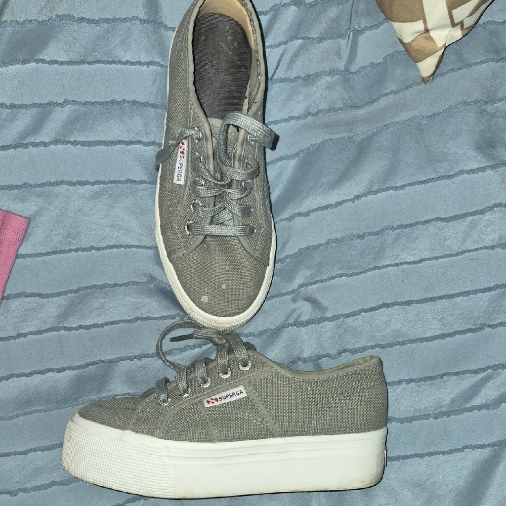Superga Charcoal Platform Sneakers